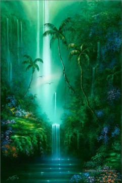 Les forêts humides d’Emarald Falls Peinture à l'huile